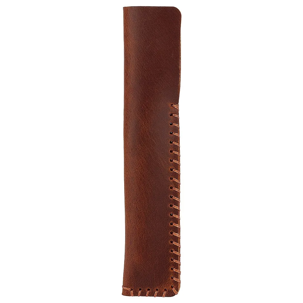 PU Leather Single Pen Holder Case Pen Protector Pouch for Office School Supplies Rectangle Coconut Brown 166x32x5mm