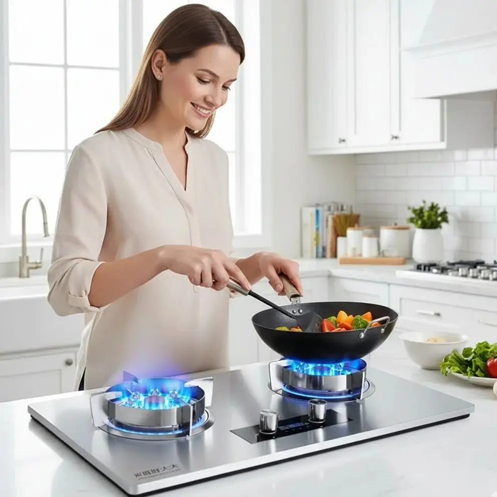 

Household gas stove table embedded double stove - fierce fire natural gas liquefied gas rental house stove with oven