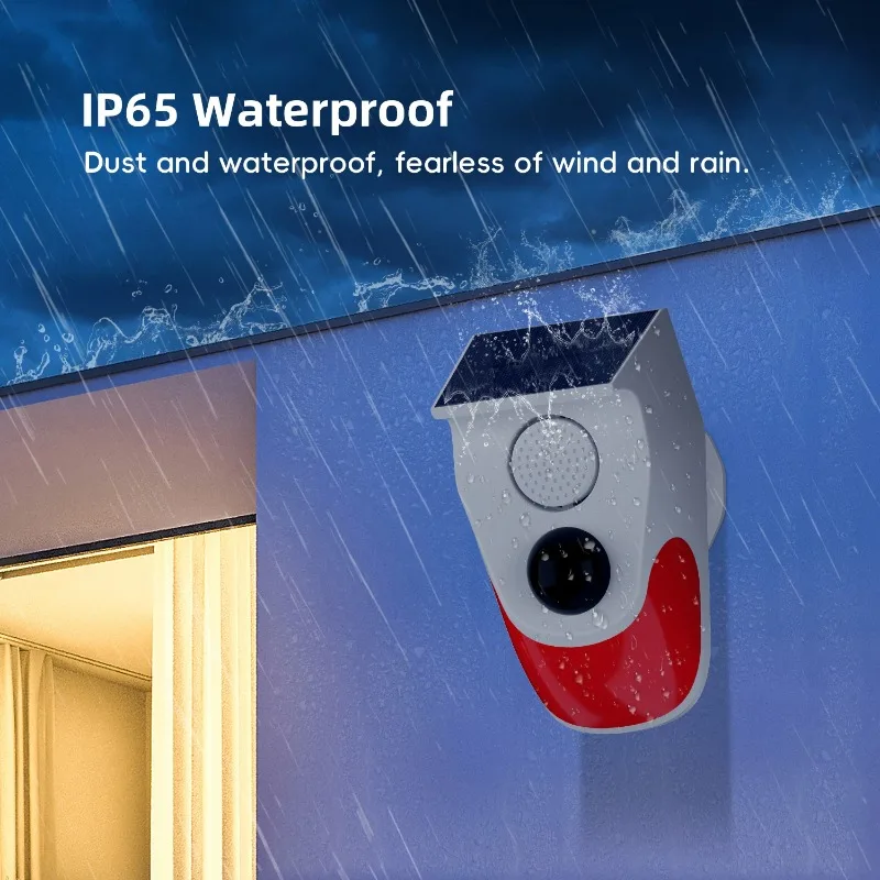 Outdoor Solar Sound Infrared Alarm Motion Sensor Wireless 120dB Siren Sound Alert Detector PIR Motion Security Alarm System