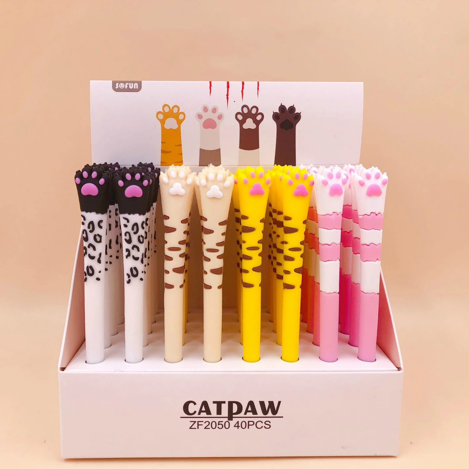 4 Pcs Cute Cat Paw Silicone Claw Gel Pen Stationery creative sweet black cat pretty lovely