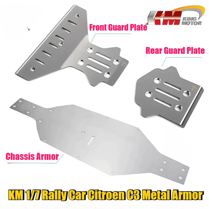 

KM 1/7 Rally Car Citroen C3 RC Car Spare Parts Front and Rear Guard Plate Metal Armor Chassis Armor