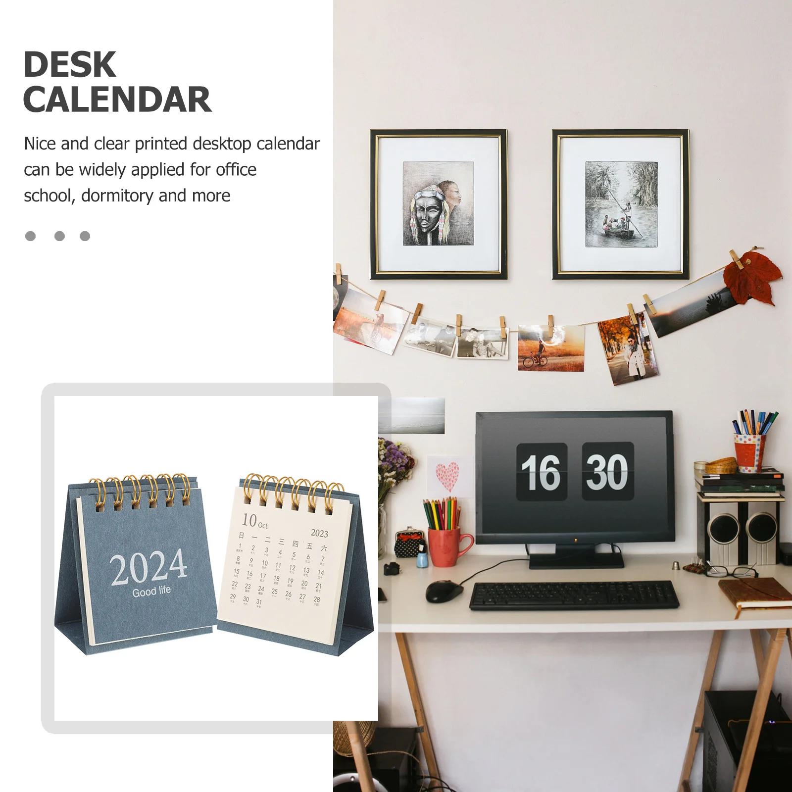 2 pçs mini calendário de mesa 2024 espiral flip calendário mensal pequeno organizador de mesa para escritório uso doméstico pequenos calendários de mesa