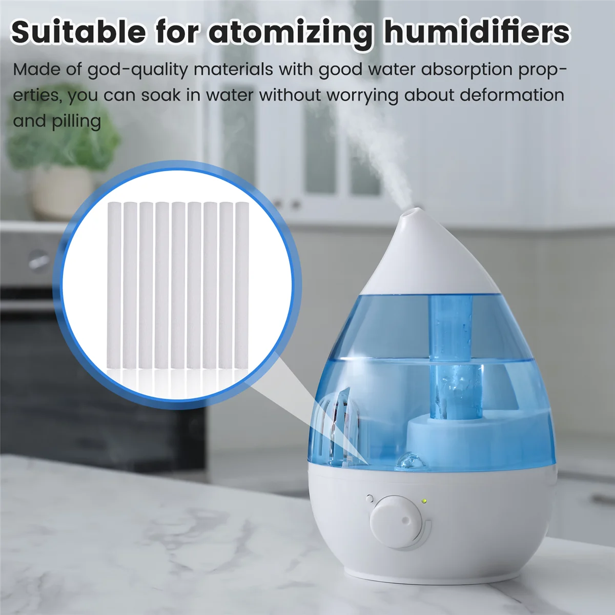 50 Pcs Car Humidifier Sticks Cotton Filter Refill Sticks Filter Replacement Wicks for Portable Ultrasonic Aroma Diffuser