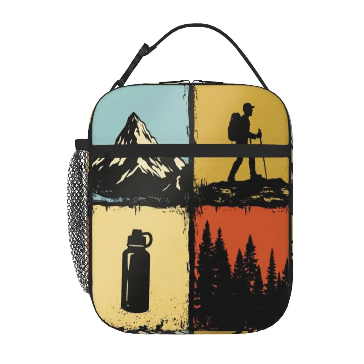 Hot Sale Vintage Outdoor Adventure Four-Panel Sticker 3D Stereo Food Cooler Bag Office Lunch Lunch Tote