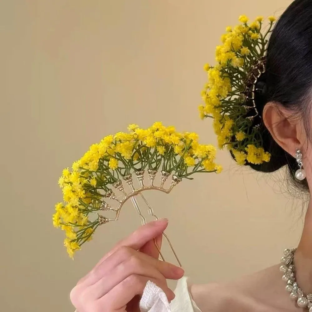 Sweet Starry Sky Flower Hiar Stick Fairy Bohemian Chinese Style Side Clip Hair Fork Simulation Flower Thai Hairpin Bridesmaid