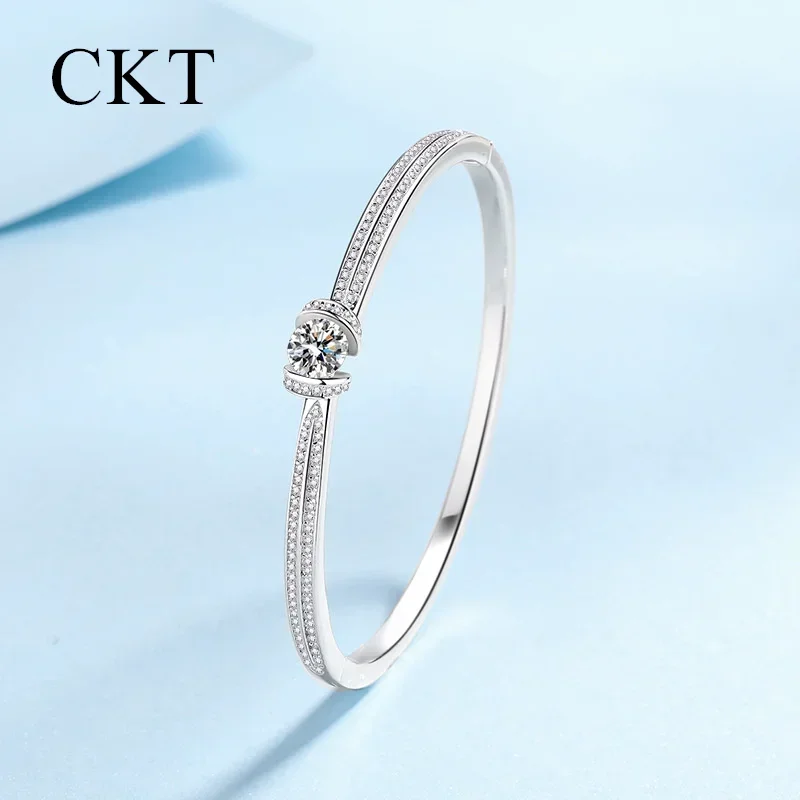 18K White Gold Platinum Pt950 High Quality Bracelet Women Light Luxury Premium 1.76ct Moissanite Diamond Wedding Fine Jewelry