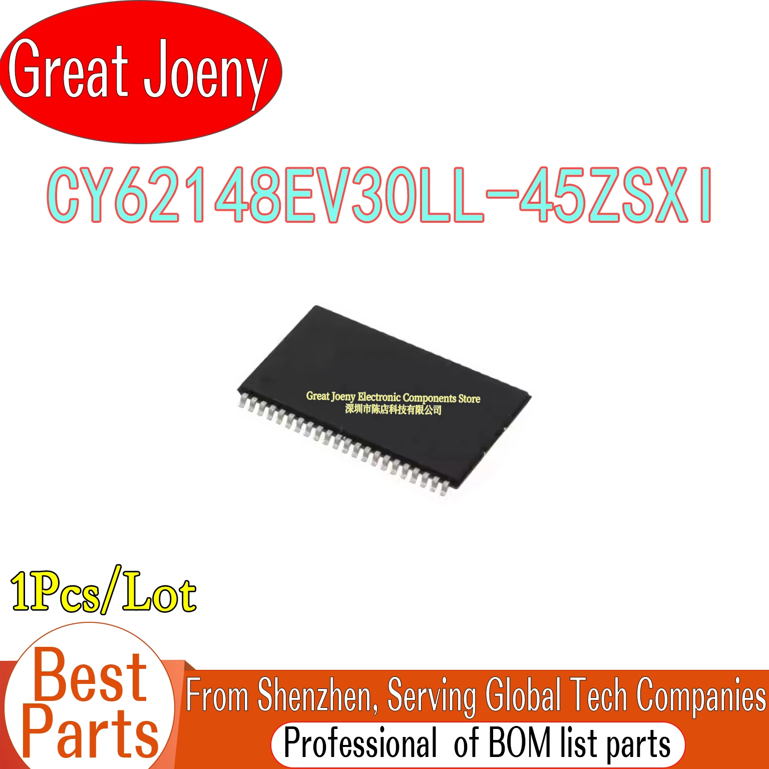 

100% New Original CY62148EV30LL-45ZSXI CY62148EV30LL IC SRAM 4MBIT Chipset TSOP-32
