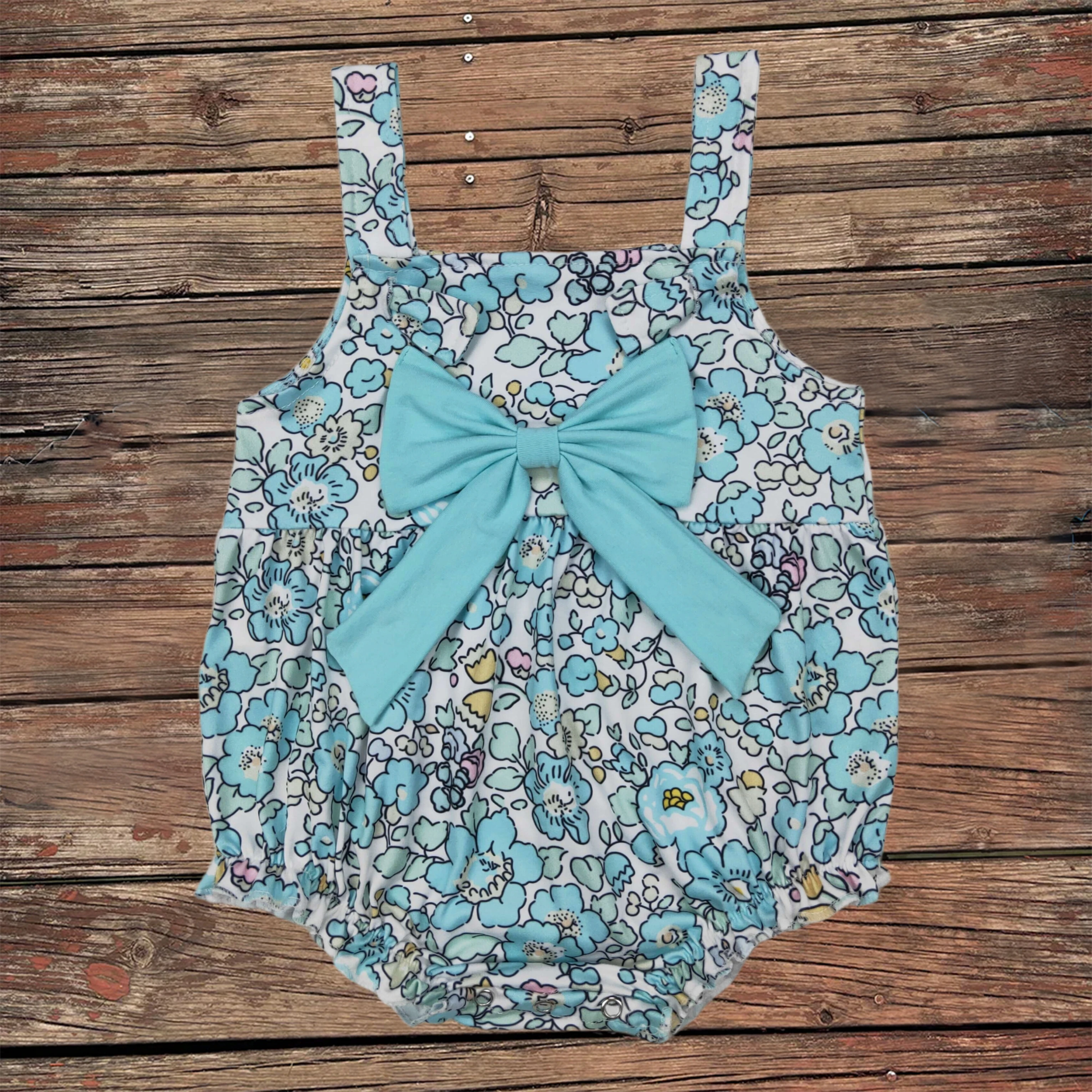 

Wholesale Toddler Kids Coverall Newborn Straps Bodysuit Baby Infant Girls Flower Big Bow Bubbles Clothes Children Buttons Romper