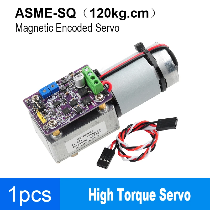 Serwo ASME-SQ 120kgcm z wysokim momencem obrotowym, wał ślimakowy, samozamykający się po zmiarce, enkoder magnetyczny do ramienia robota, sterowania zaworami.