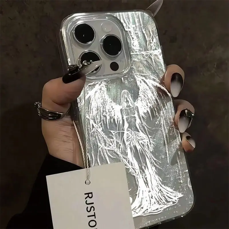 おしゃれなゴシックスタイルの彫刻入りスマホケース iPhone 17 16 15 14 13 12 11 Pro Max XR XS MAX 7 8 PLUS用 耐衝撃レーザーカバー