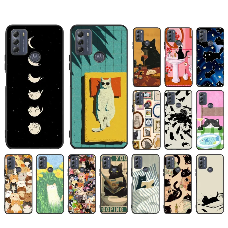 

Phone Case For Moto G86 G85 G75 G15 G05 G56 G72 G53 G54 G84 G60 G31 G32 G24 G 5G G Play Cute Black Cats