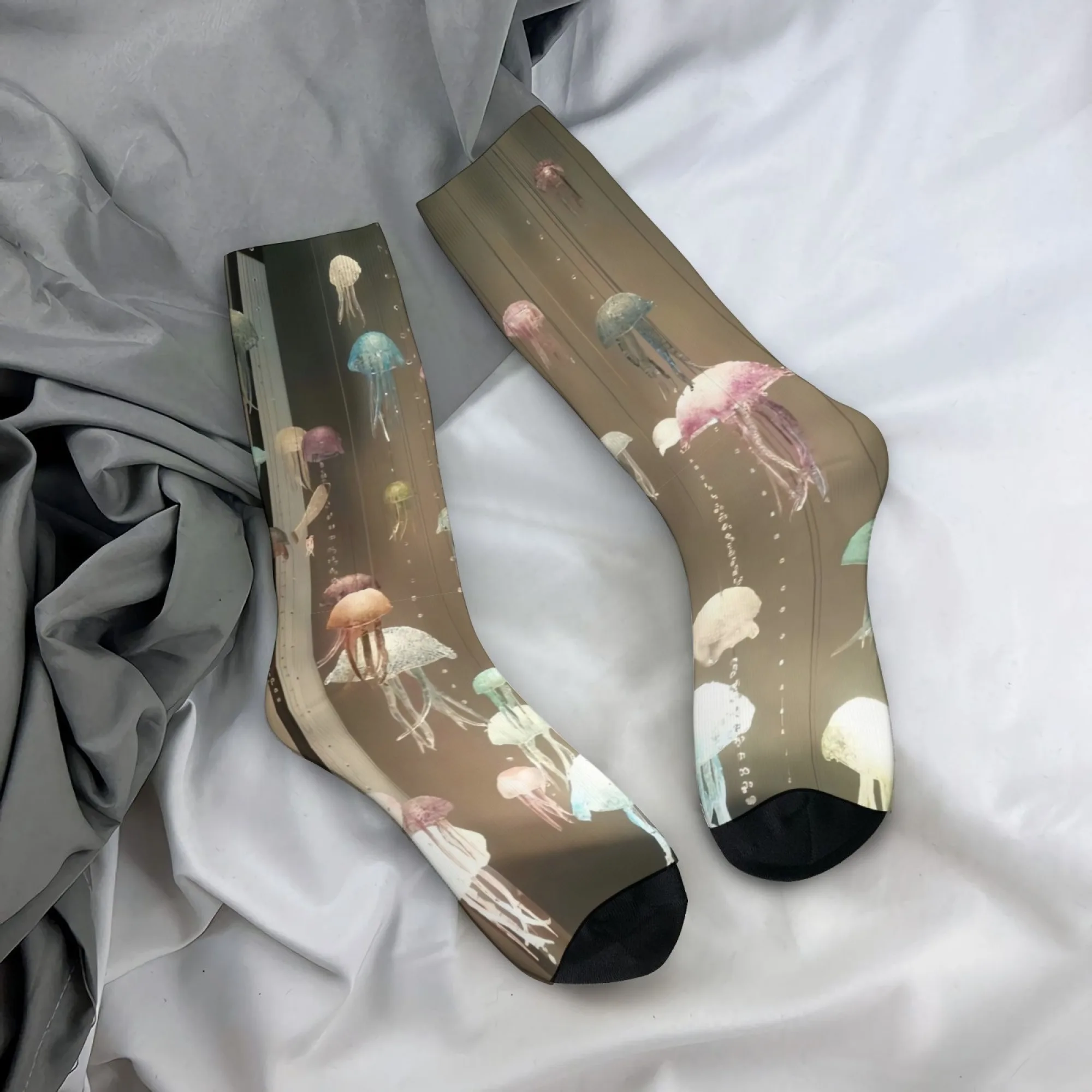 Traumhafte Herrensocken im Retro-Stil mit Quallen-Print, bequeme, atmungsaktive, rutschfeste Freizeitsocken, perfekt für verrückte Partys.