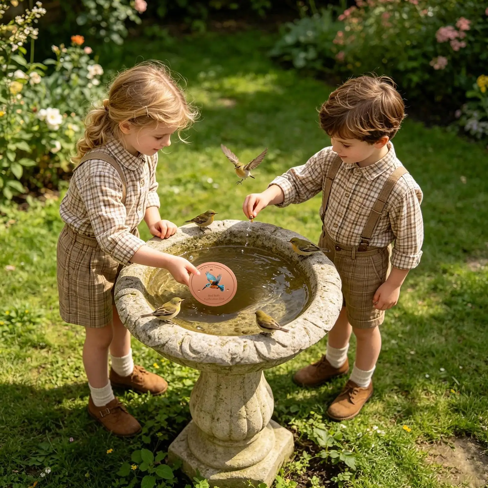 Copper Discs For Birdbaths Water Cleaning Purification Plate Copper Bird Bath Purification Disk For Pool Garden Outdoor Breeding