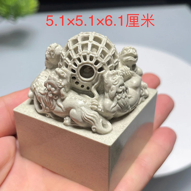 

Lion Chinese Seal Blank | Uncarved Qingtian Stone Chop for Carving Practice | Or Custom Personalized Name Stamp