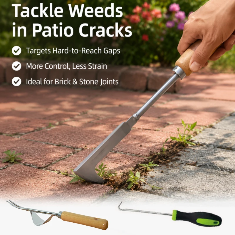 Stainless Steel Gap Weeding Tool L-shaped Garden Weeding Tool Weeding Puller Manual Weeding Tools for Road Cracks and Gardens