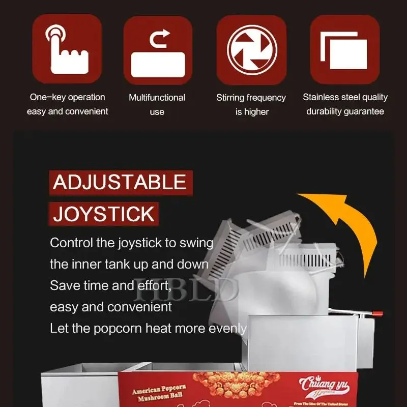 Máquina Automática Industrial para Hacer Palomitas de Maíz Caramelizadas, Máquina Multifuncional para la Producción de Palomitas de Maíz para Uso Comercial