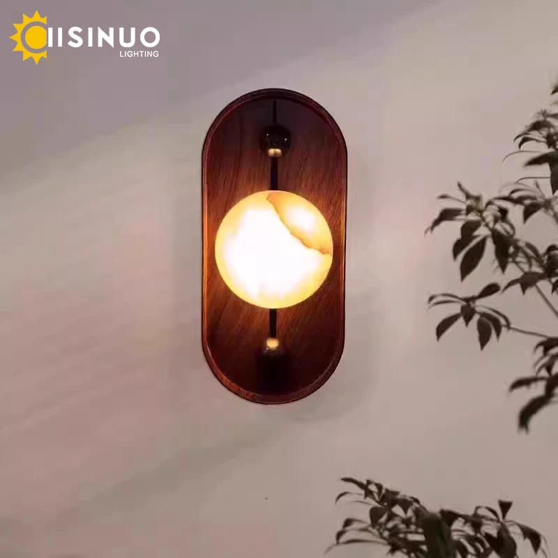 

Ваби-Саби Мраморный Настенный Светильник Промышленный Ретро Светодиодный Деревянный Цвет Прикроватные Настенные Бра для Спальни Гостиной Коридор Балкон Decora