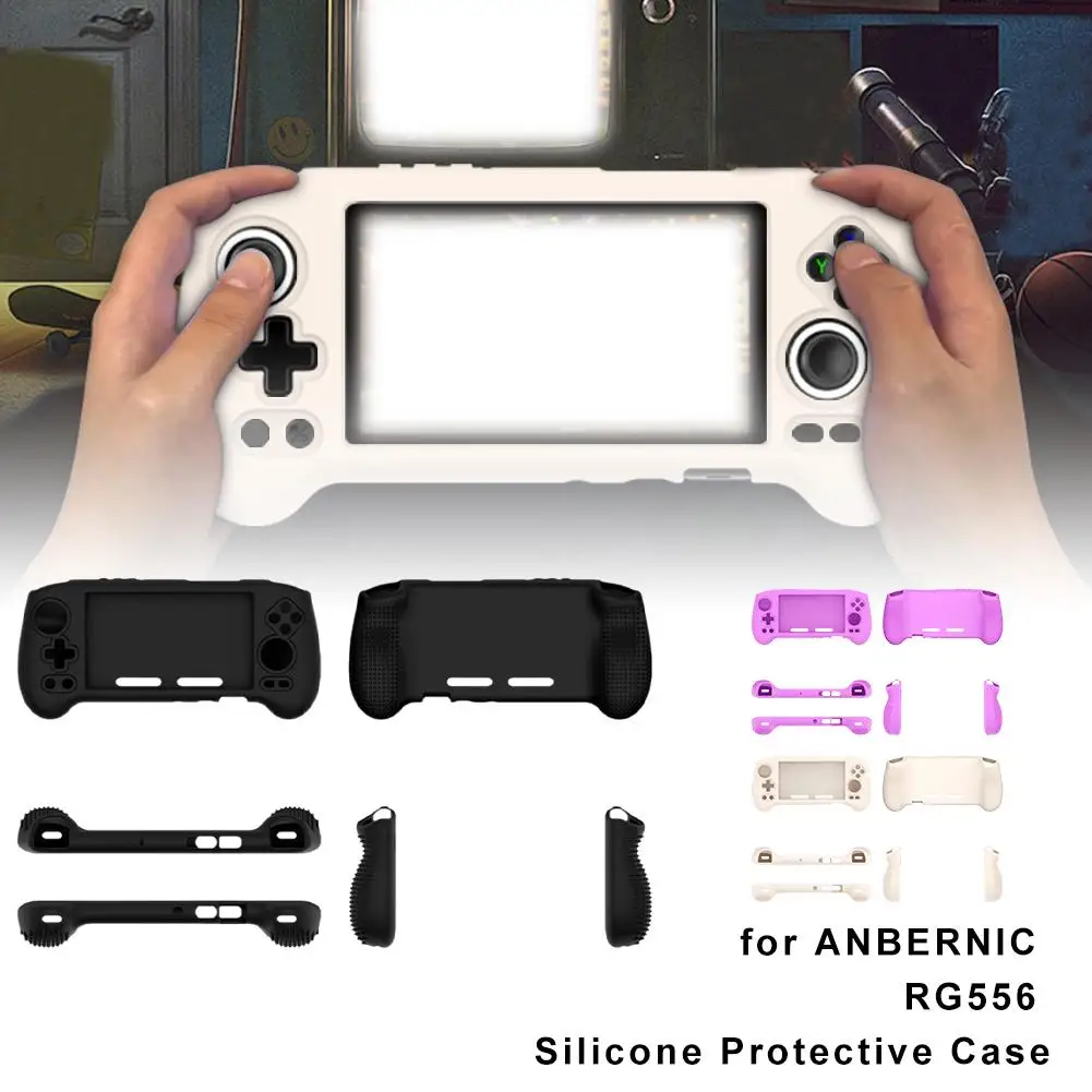 Silicone Protective Case For ANBERNIC RG556 Gaming Console Drop Protection Simple Solid Color Game Console Cover