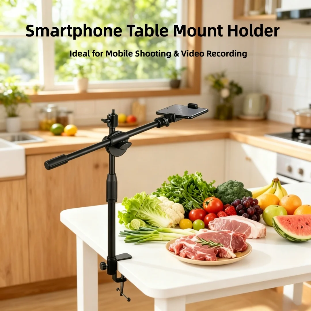 Horizontales Stativ für Telefon, Smartphone, Tisch, Overhead-Stativ für mobile Mobiltelefone, Filmen von Fotografie, Gelenkarm