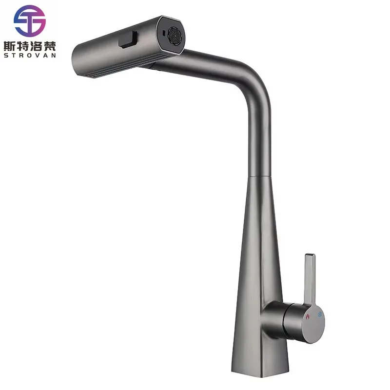 Modern Design Stainless Steel Multi-Functional Kitchen Faucet Hot and Cold Splash-Proof with Ceramic Valve Core