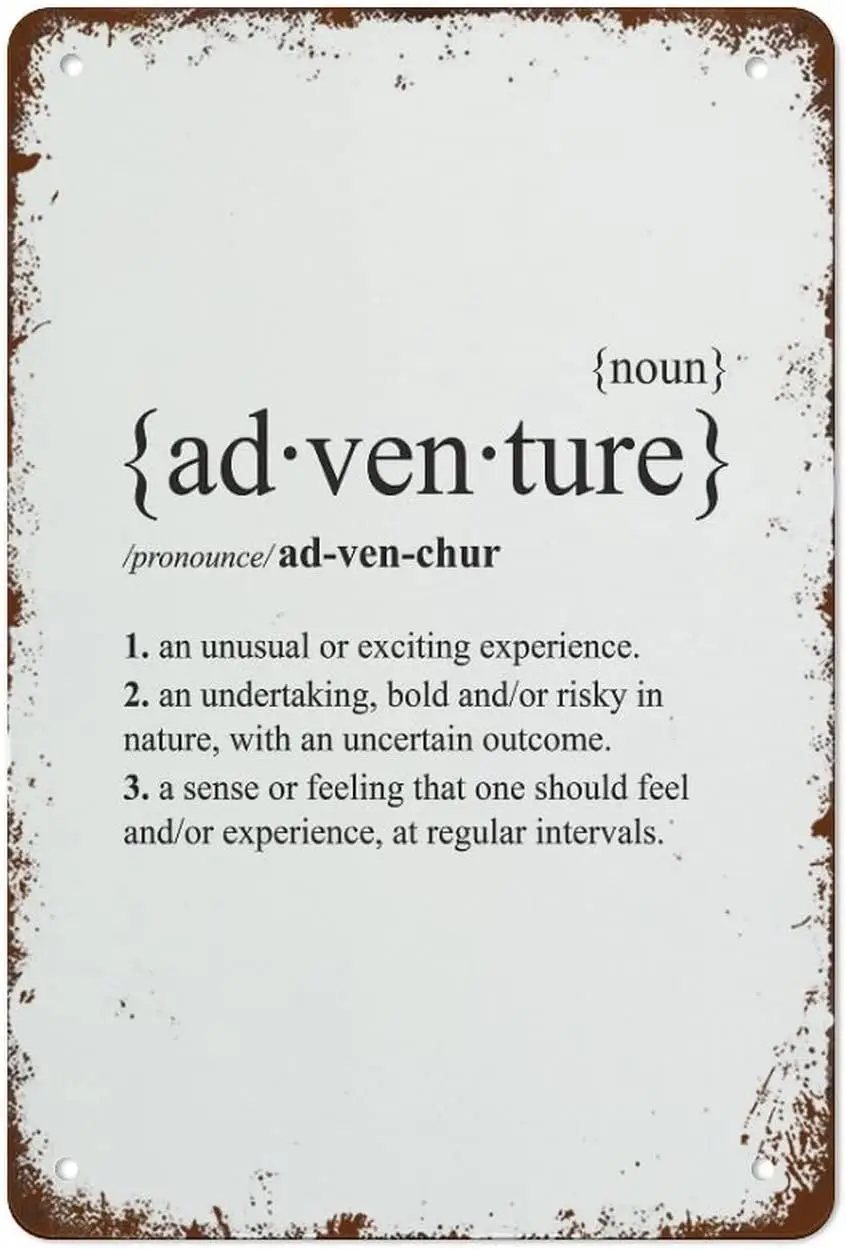 Adventure Dictionary Definition Quote Print Wall Art Room Decor Modern Poster Gift Best Vintage Fun Home Decor Tin Signs, V sign