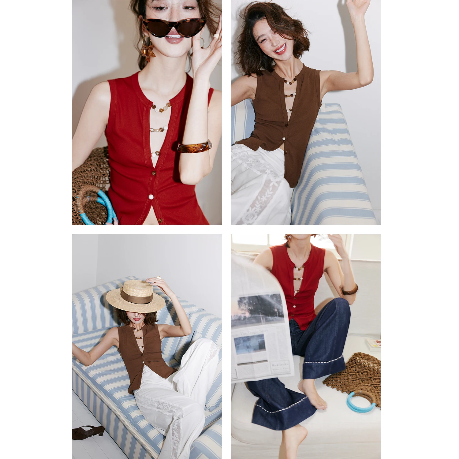 

Вязаный жилет Rosebanks Summer Ele для девочек с глубоким V-образным вырезом, расшитый бисером, ручной работы, из элегантной хлопковой смеси, удобный и дышащий