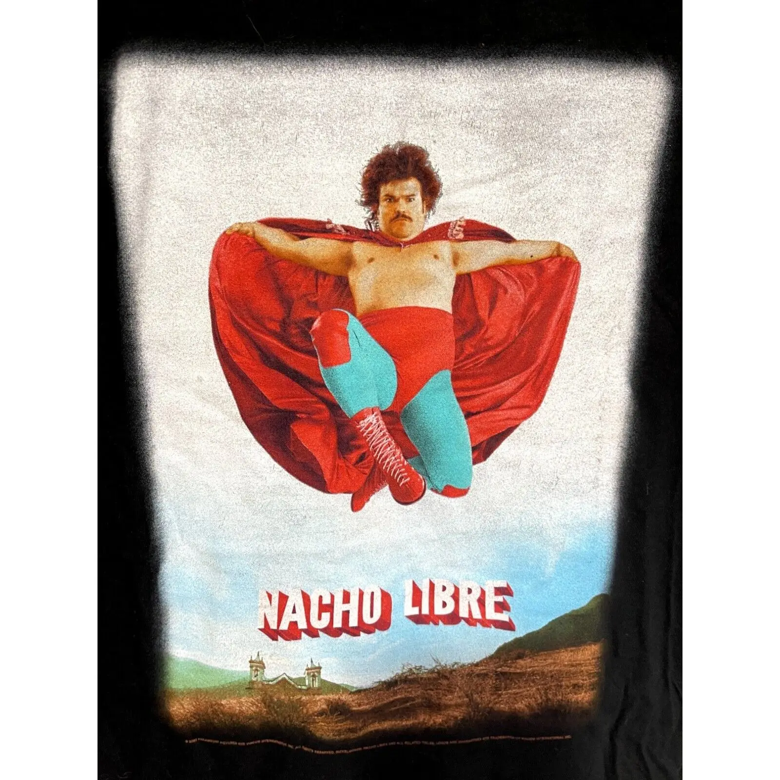 Y2K Nacho Libre Movie Promo T-Shirt Jack Black Giant Tag 2008 Mens 2XL