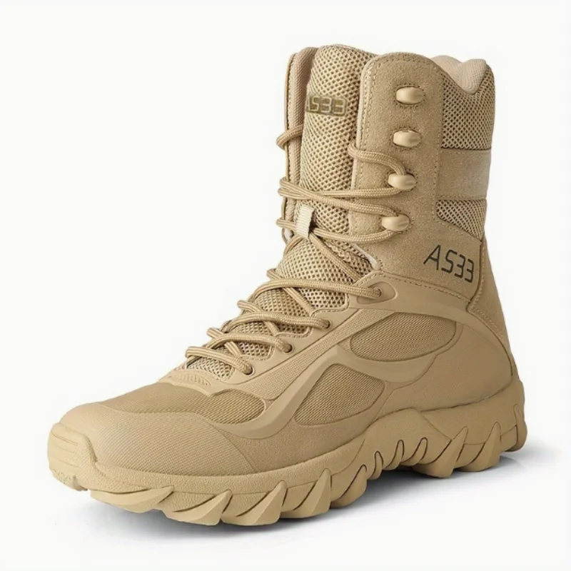 

Men's high top hiking boots, sporty and fashionable street style, solid color, universal size, lightweight rubber sole