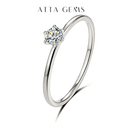 18K White Gold Plated Ring for Women 0.2ct Test Past D Moissanite Diamond Solitaire Ring Wedding Band Engagement Bridal