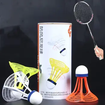 3 adet rüzgar geçirmez Badminton raketle topu rüzgar direnci eğitim accessooutdoor açık spor renkli naylon raketle topu