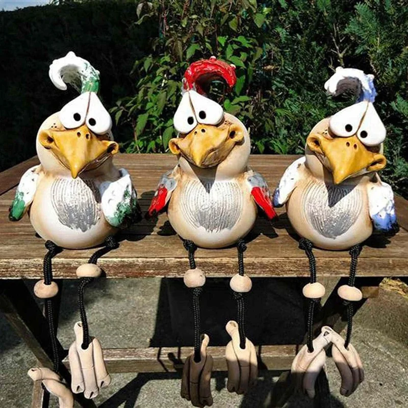 

3PCS Funny Chicken Fence Decoration Statues Funny, Resin Chicken Planter As A Gift For Children And Also Suitable For Patio