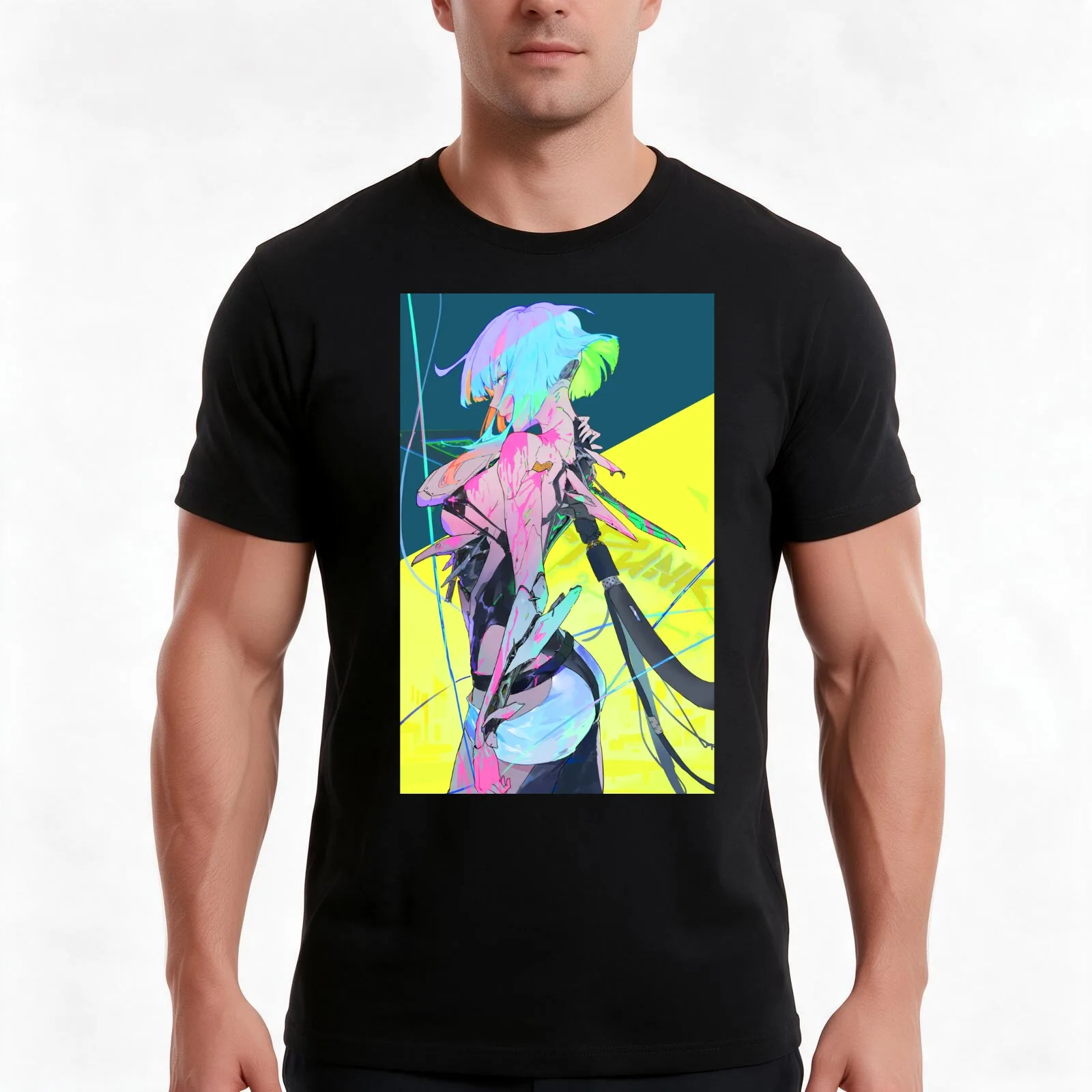 Cyberpunk Lucy T-Shirt Summer Casual Cotton Tee Oversized Streetwear Tops Vintage Graphic Print Loose Fit Short Sleeve