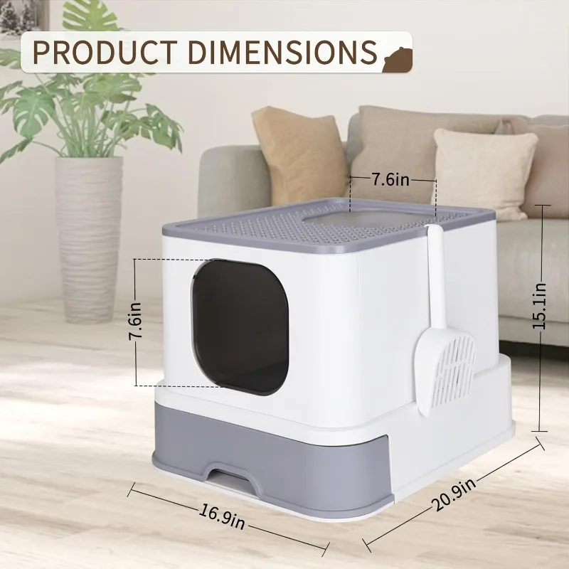 Le milioni vendono la lettiera per gatti Wordwide, grande lettiera antispruzzo con ingresso superiore con coperchio, lettiera per gatti in plastica chiusa B