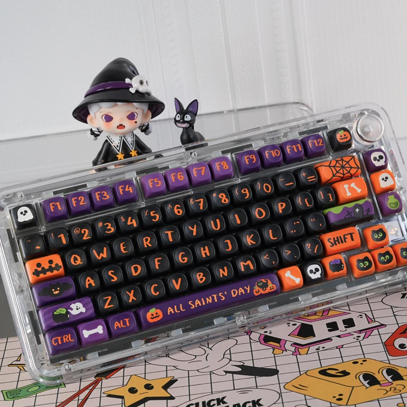 

130 Keys Halloween MOA Profile Custom Keyboard Keycaps Dye Sublimation PBT Keycaps for Cherry MX Switches Mechanical Keyboard