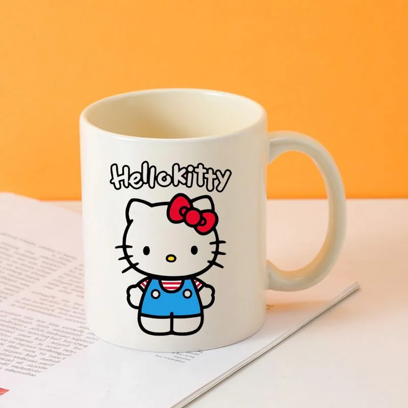 

Hello Kitty, милая керамическая чашка, мультяшная креативная домашняя офисная кофе, студенческая кружка для завтрака, молока, каваи, аниме, чашка для воды, подарки