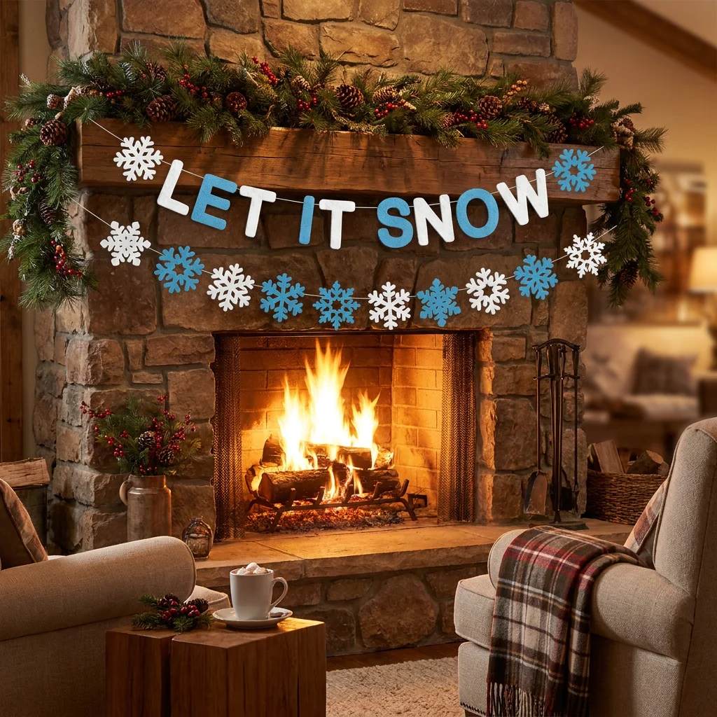 Let It Snow Felt Banner Blue W - Let'S Party Event Supply ulasan dan harga