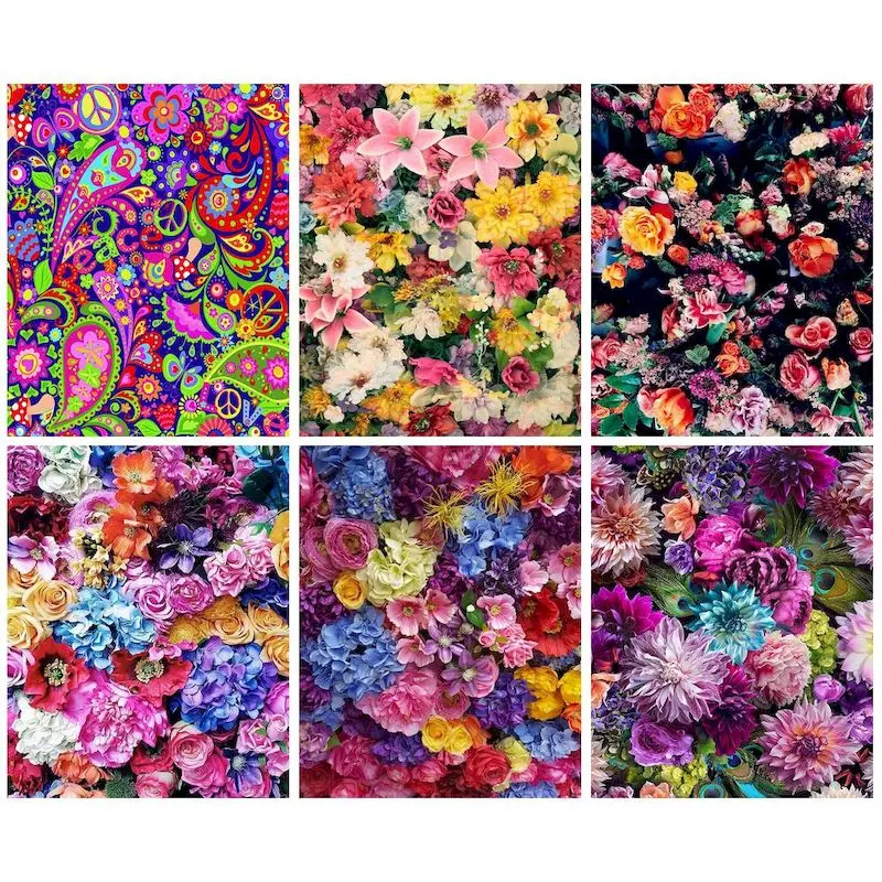 

GATYZTORY Diamond Embroidery Color Flower Full Square Set Diamond Painting Cross Stitch Kit Diamond Mosaic Home Decoration