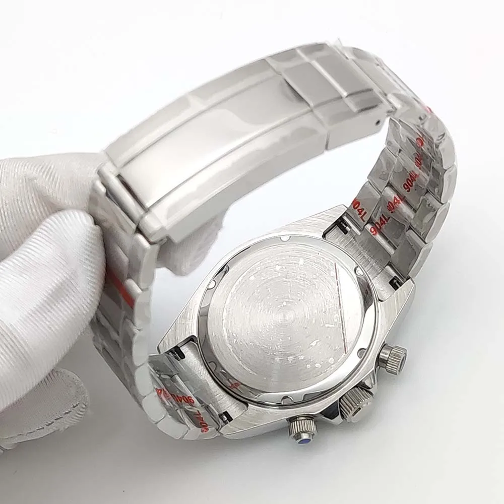 Orologio sportivo da uomo d'affari al quarzo VK63, cassa resistente all'acqua in acciaio inossidabile con cinturino con fibbia pieghevole, vetro zaffiro