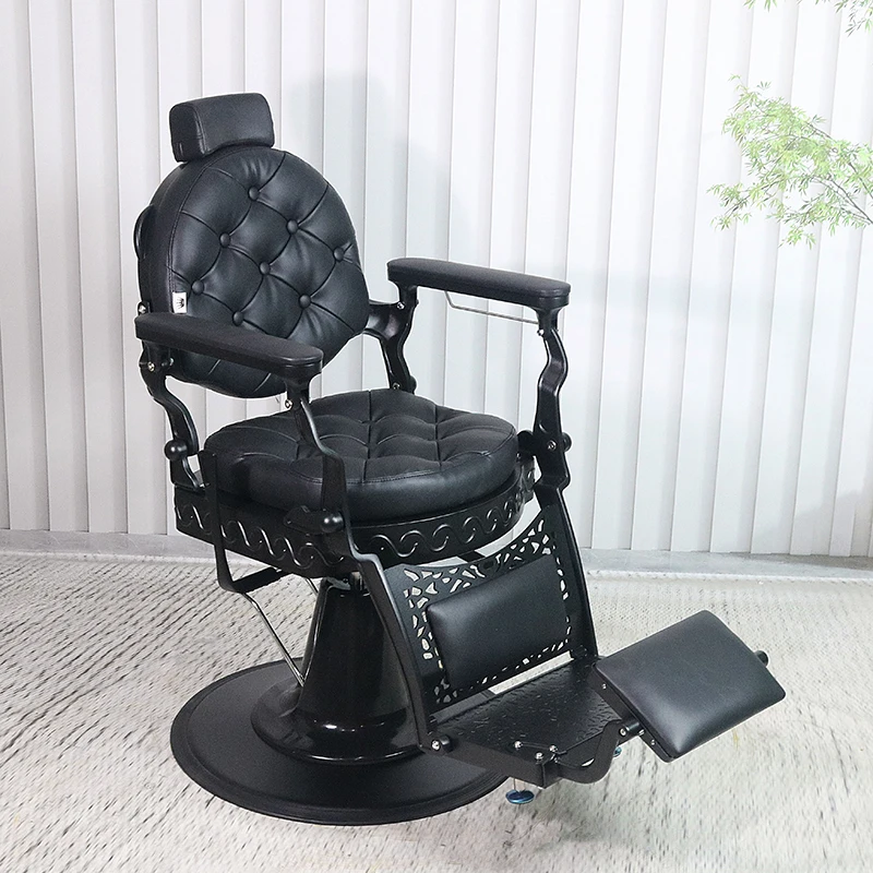 Hot Sale Black Beauty Barbershop Antique Salon Equipment Barber Styling Chair Hair Saloon Chair