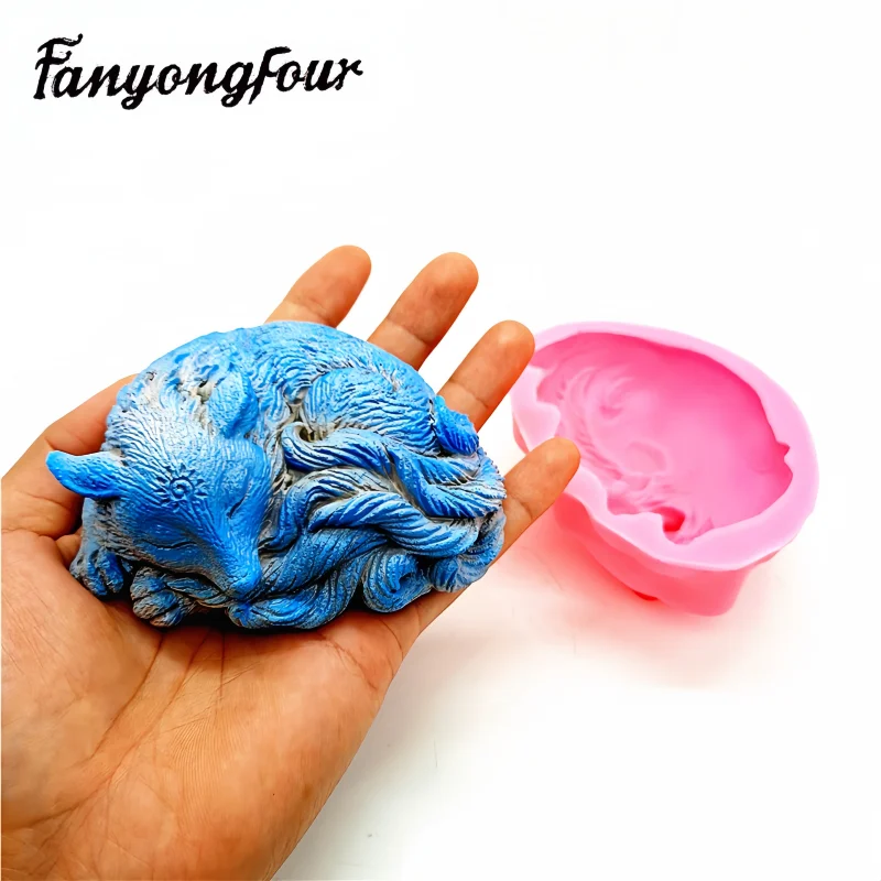 

Fan Yong four Nine-tailed Fox Silicone Mould Making Concrete Plaster Resin Crafts Decorative Ornaments