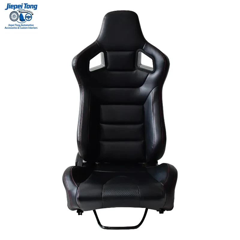 

Universal Black PVC Leather Sports , Single Regulator Double Rail Racing Seat