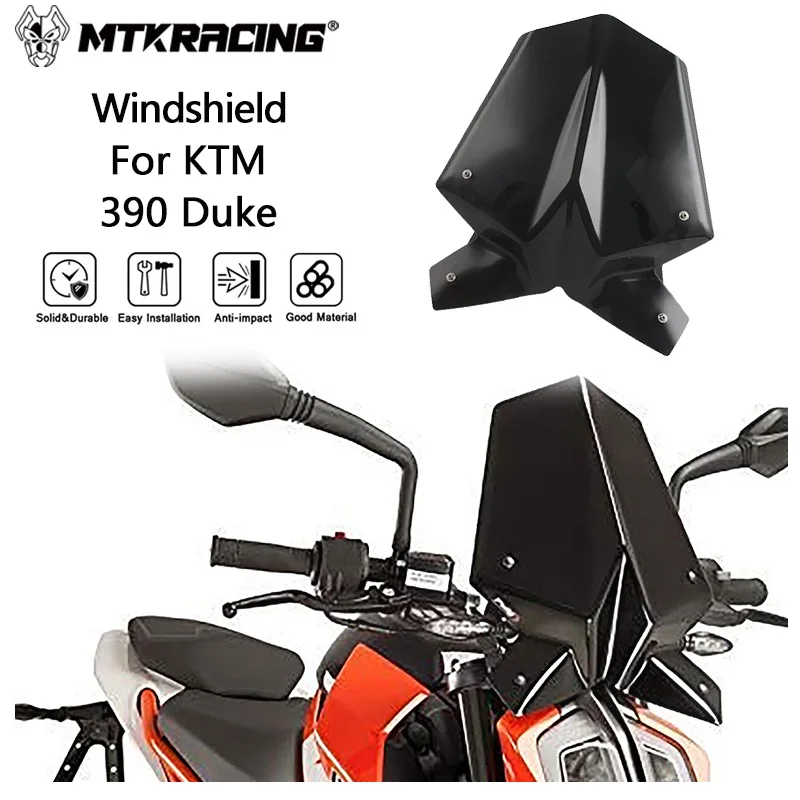 

MTKRACING Windshield For KTM 390 Duke 2017-2024 Motorcycle Windshield Windscreen Visor Wind shield Deflector