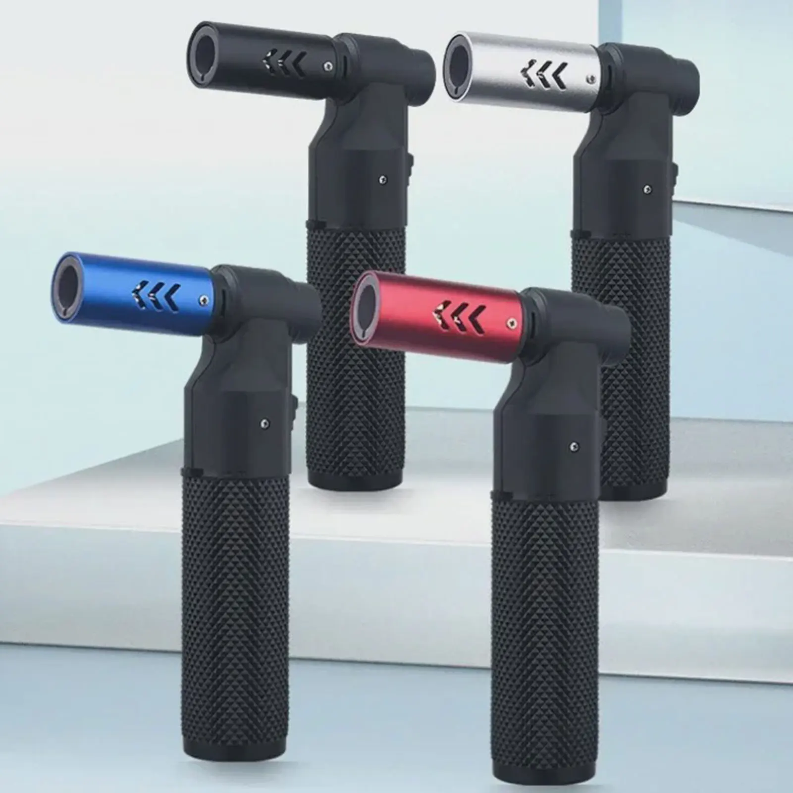 Briquet torche coupe-vent torche droite briquet à flamme bleue briquet à flamme à Jet de bureau 1300 ° C pour la cuisson au barbecue en plein air