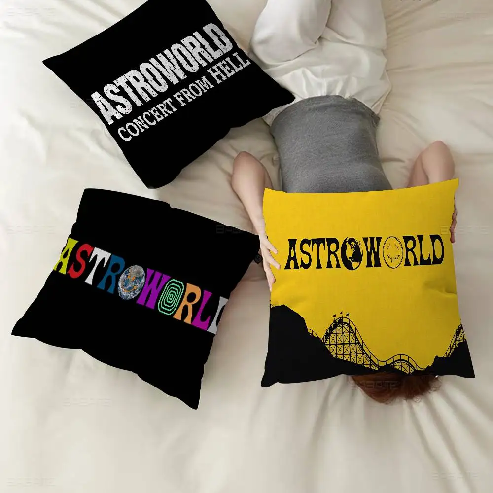 T-Travis S-Scott A-Astroworld Kussenslopen Cartoon Bank Decoratieve Thuis Dubbelzijdig Afdrukken Korte Pluche Leuke Kussenhoes