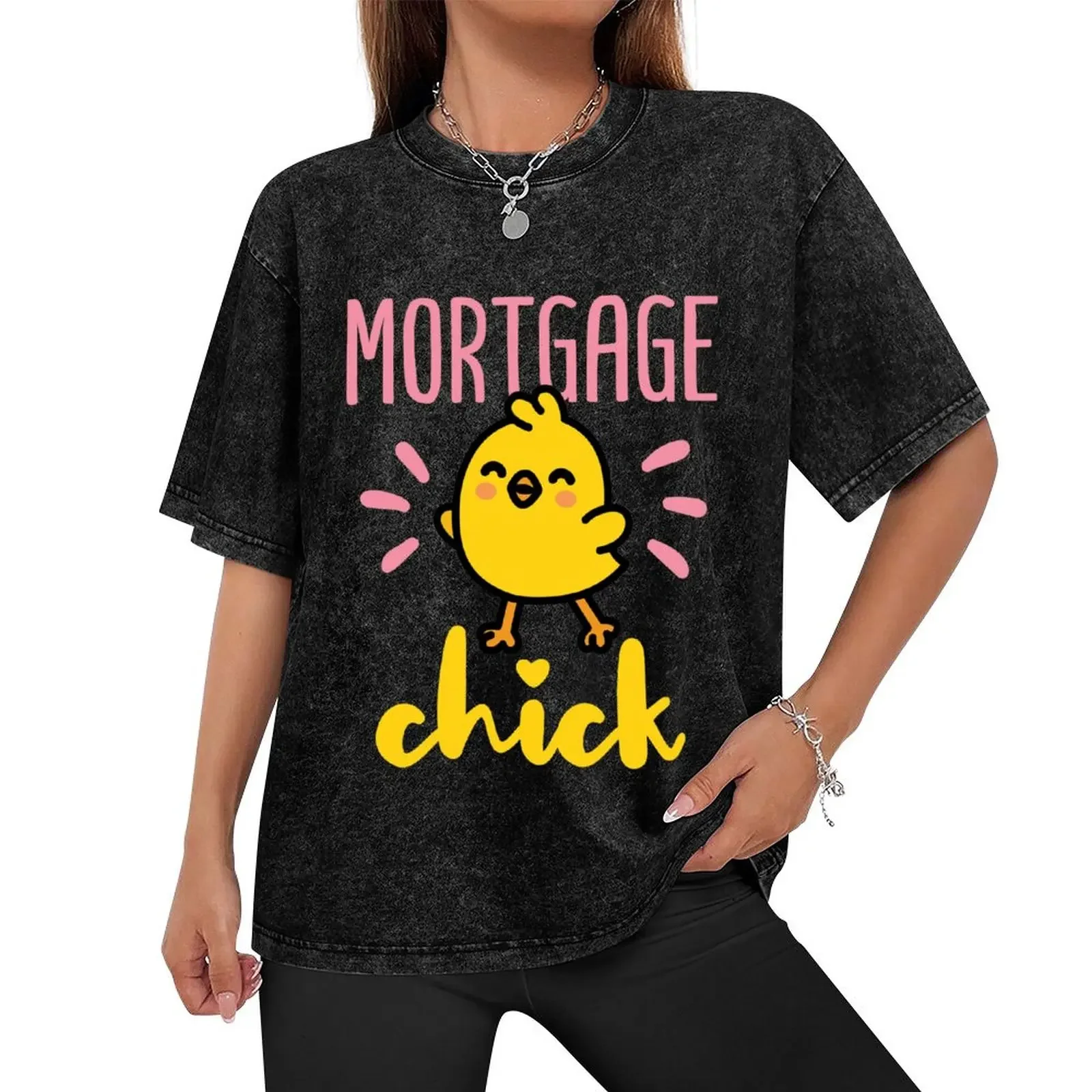 Mortgage Chick Cute Loan Processor Originator Wome T-Shirt oversized graphic tee hippie clothes slim fit t shirts for men