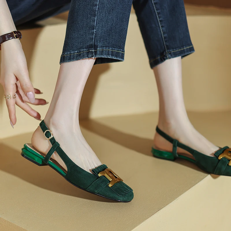 2026 new summer women sandals natural leather plus size 22-26cm kid suede+sheepskin+pigskin back-buckle tassel women shoes view 6