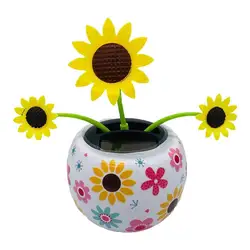 Solar Powered Dancing Flower Sunflower Solar Ornament Shaking Head Car Ornaments For Home Bedroom Dashboard Decoration