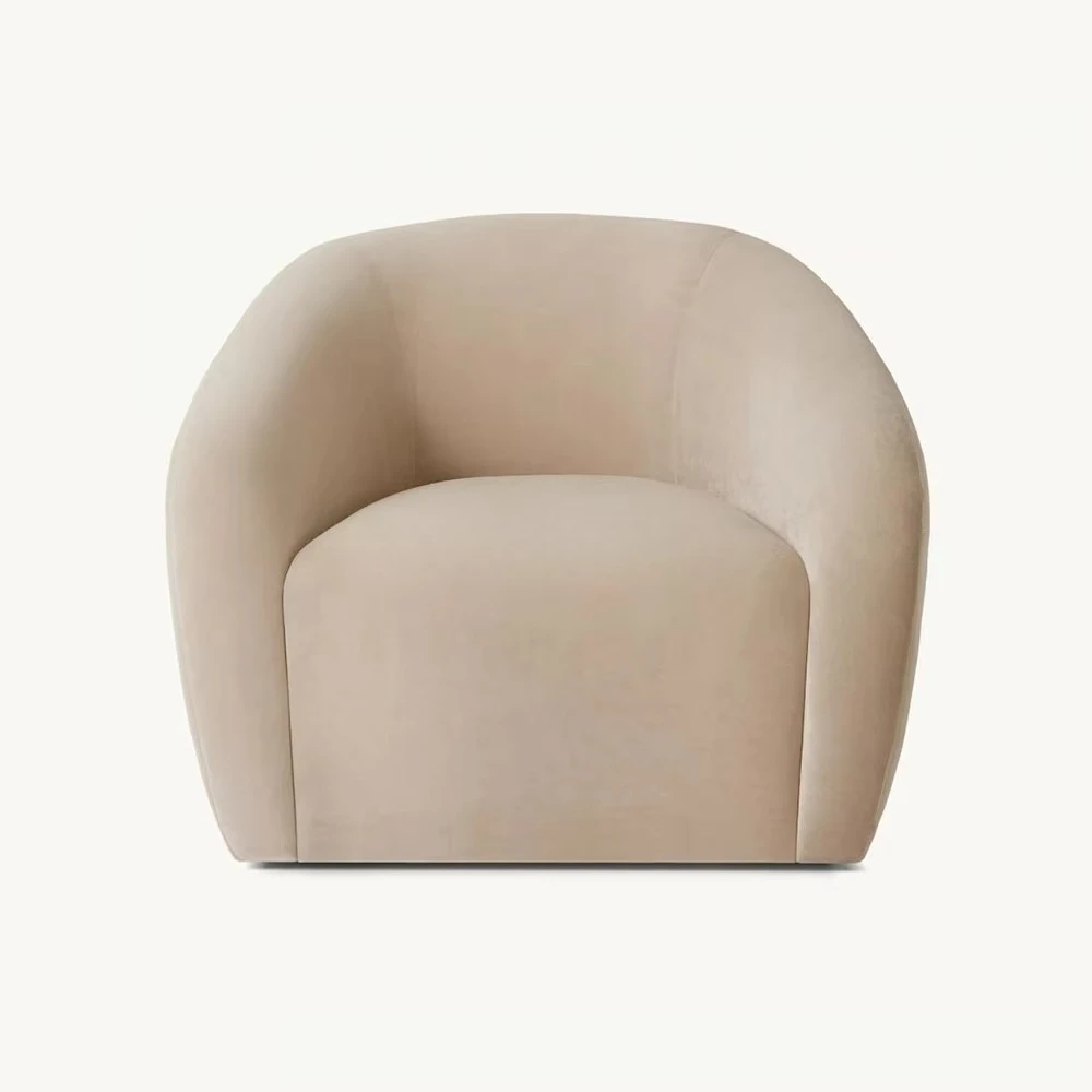 French luxury wool rotating lounge chair, contemporary accent sofa comfortable fabric interior living room furniture