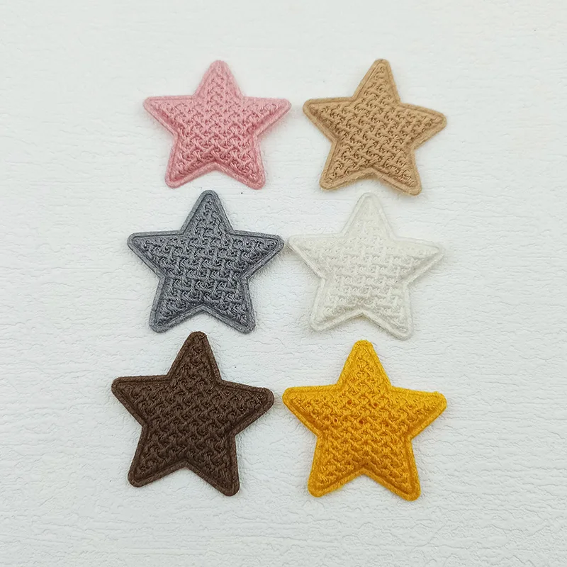 60Pcs 3.3CM Crochet Star Padded Applique For Children\'s Headband Hair Clip Accessories Hats Decoration Patches