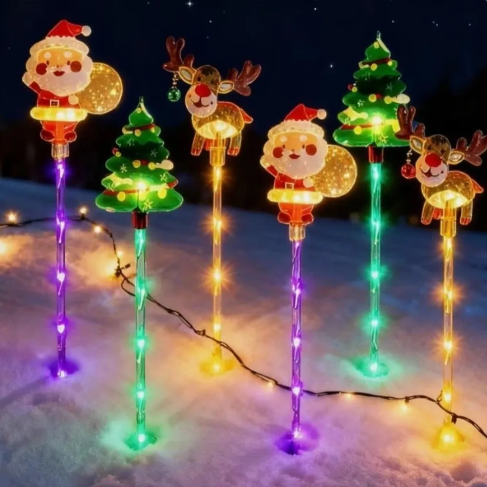 Durable LED Solar Christmas Lights Decorative Stake Mounted Lawn Landscape Lamp Waterproof Christmas Stake Light Outdoor Garden